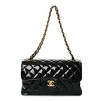 Patent Quilted Medium Double Sided Flap Black
