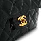 Patent Quilted Medium Double Sided Flap Black