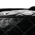 Patent Quilted Medium Double Sided Flap Black