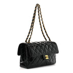 Patent Quilted Medium Double Sided Flap Black