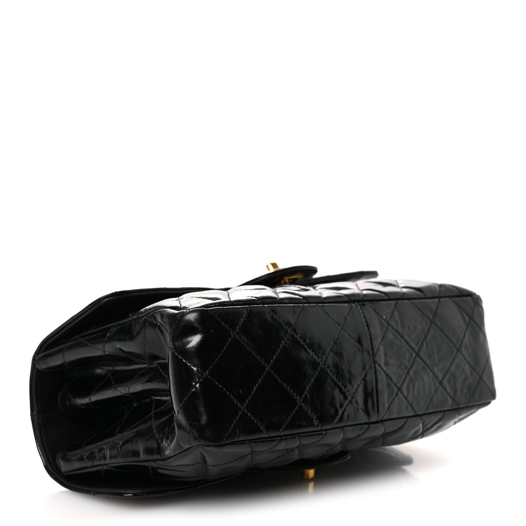 Patent Quilted Medium Double Sided Flap Black