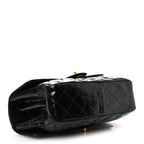 Patent Quilted Medium Double Sided Flap Black
