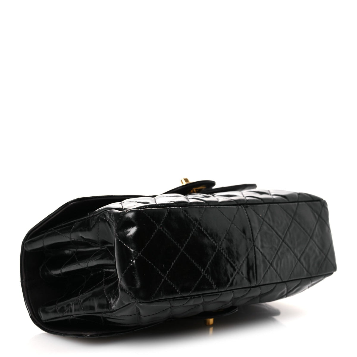 Patent Quilted Medium Double Sided Flap Black