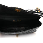 Patent Quilted Medium Double Sided Flap Black