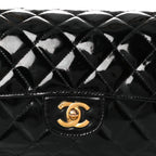 Patent Quilted Medium Double Sided Flap Black