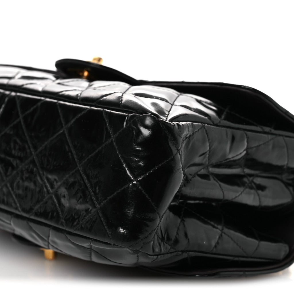 Patent Quilted Medium Double Sided Flap Black