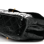 Patent Quilted Medium Double Sided Flap Black