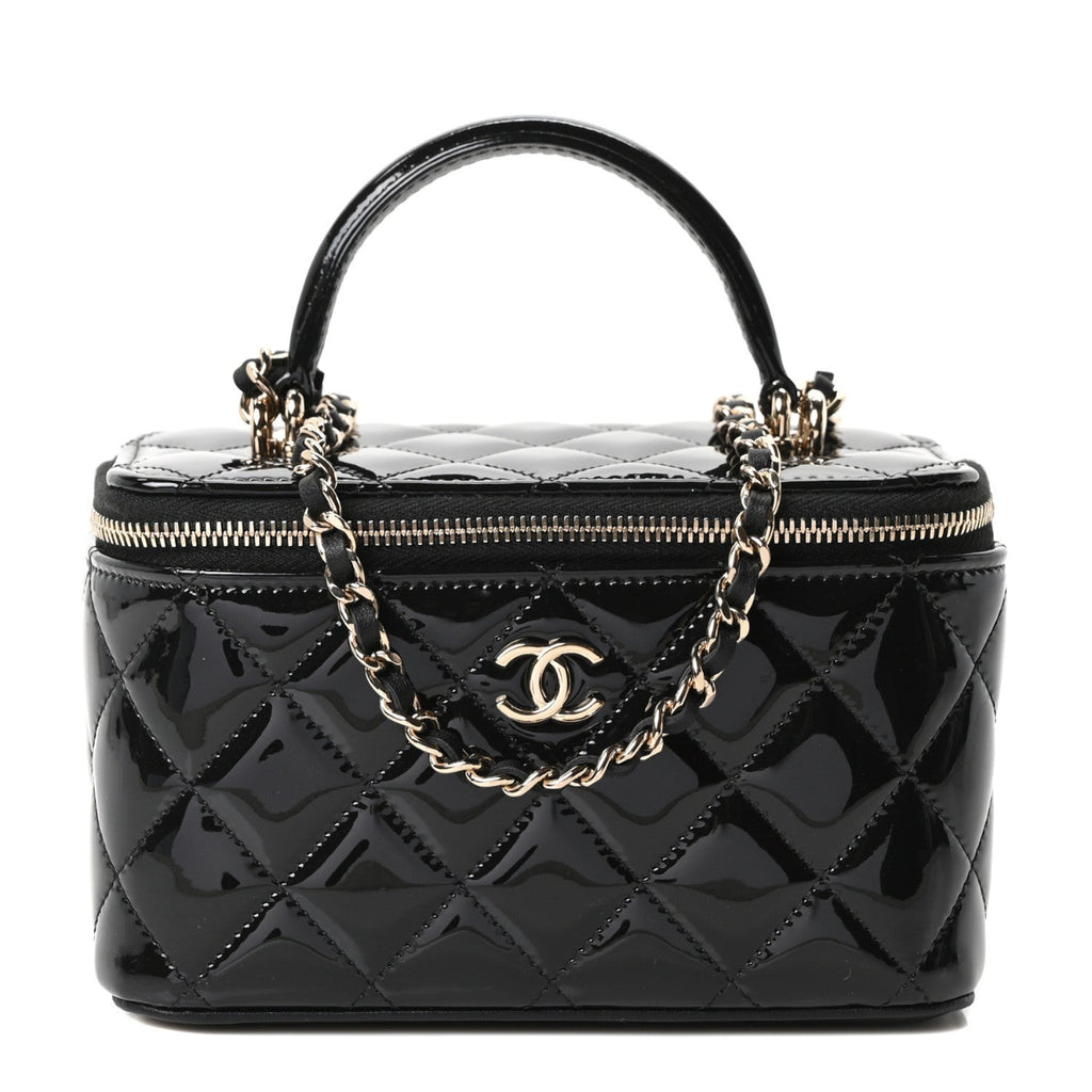 Patent Quilted Pick Me Up Vanity Case Black