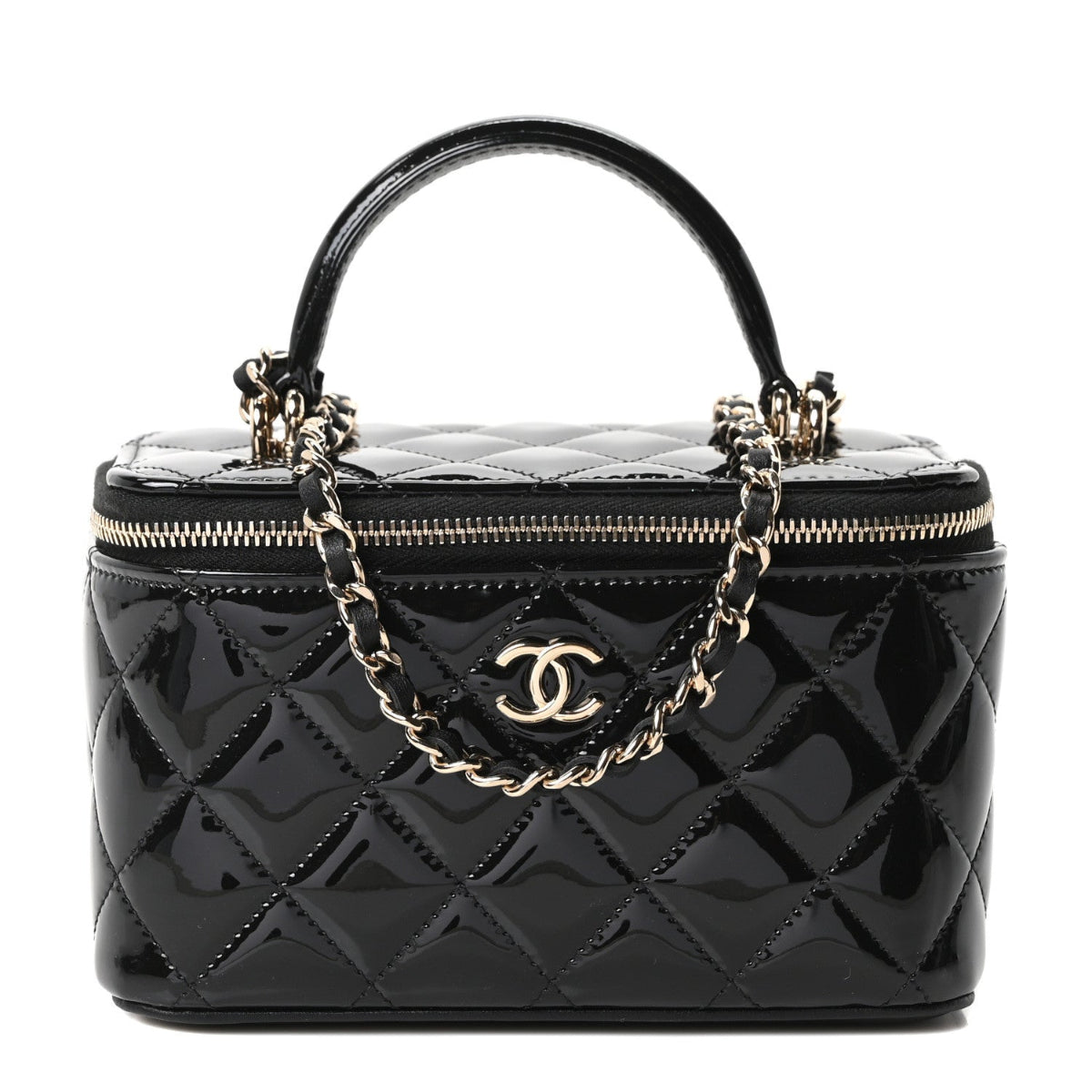Patent Quilted Pick Me Up Vanity Case Black
