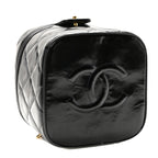 Patent Quilted Top Handle Vanity Case Black