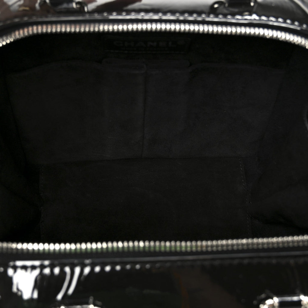 Patent Quilted Travel Kit Vanity Case Black