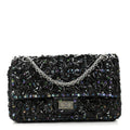 Patent Sequin Crystal Ruched 2.55 Reissue 225 Flap Black