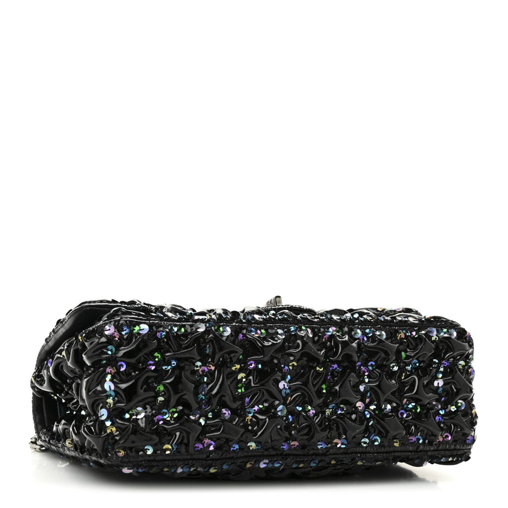 Patent Sequin Crystal Ruched 2.55 Reissue 225 Flap Black