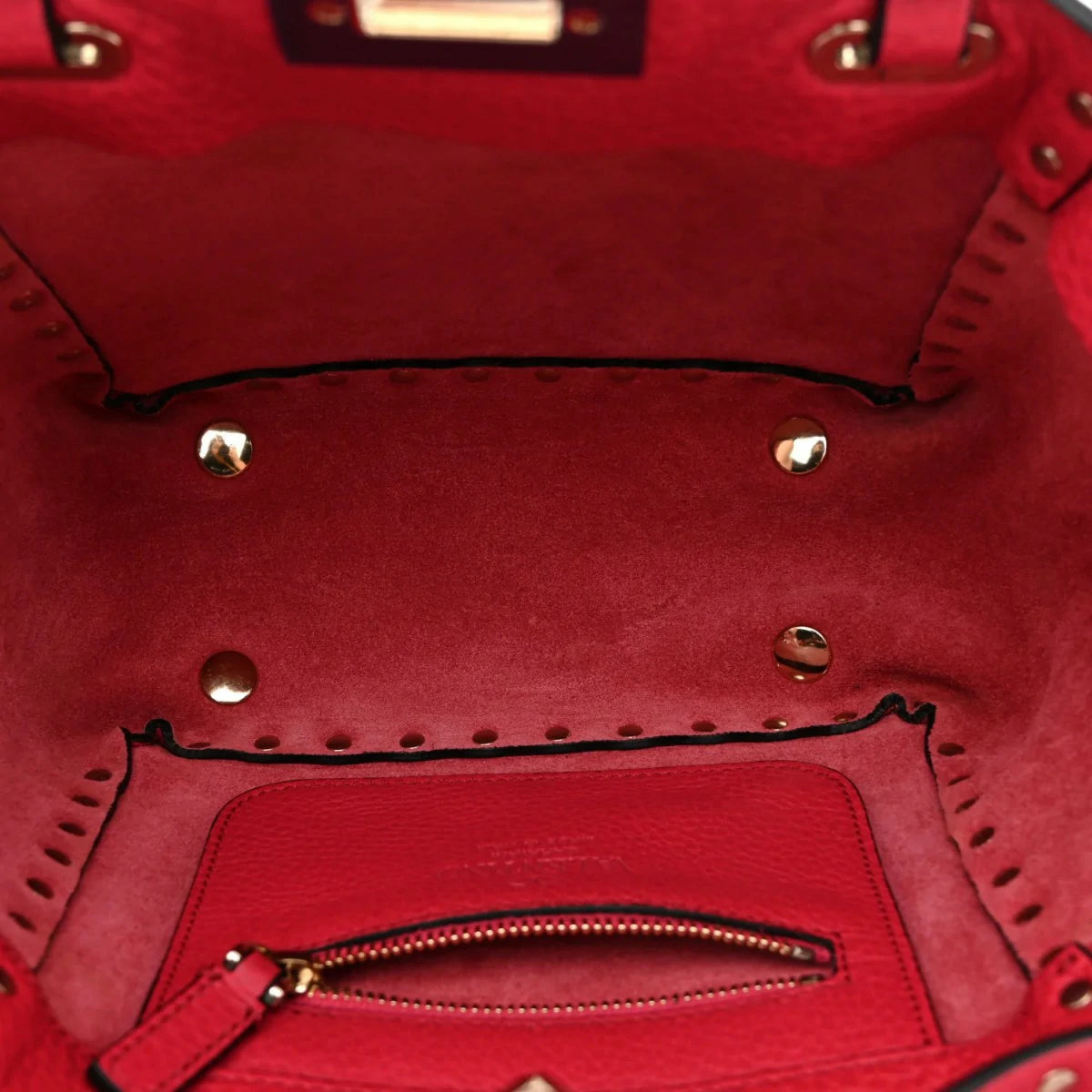 Pebbled Calfskin Mini Rockstud Tote Cyclamin