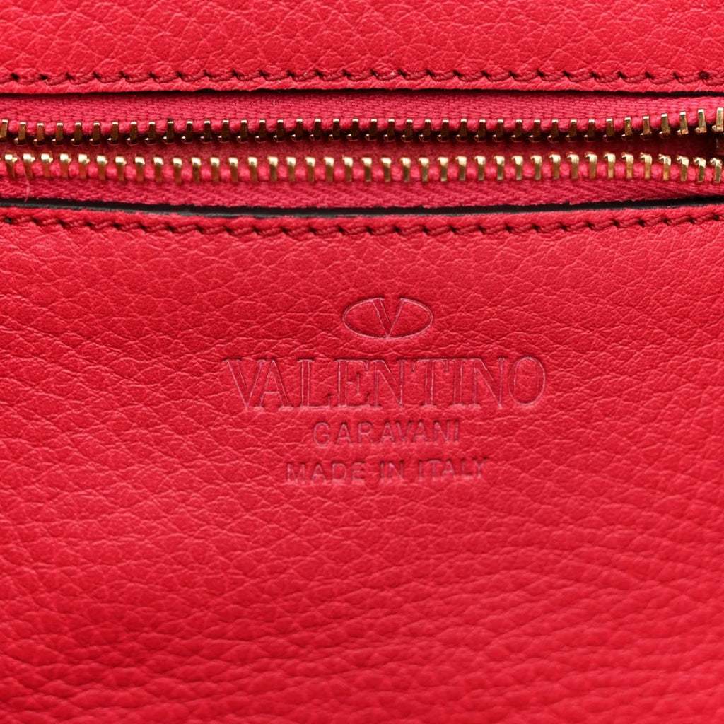 Pebbled Calfskin Mini Rockstud Tote Cyclamin