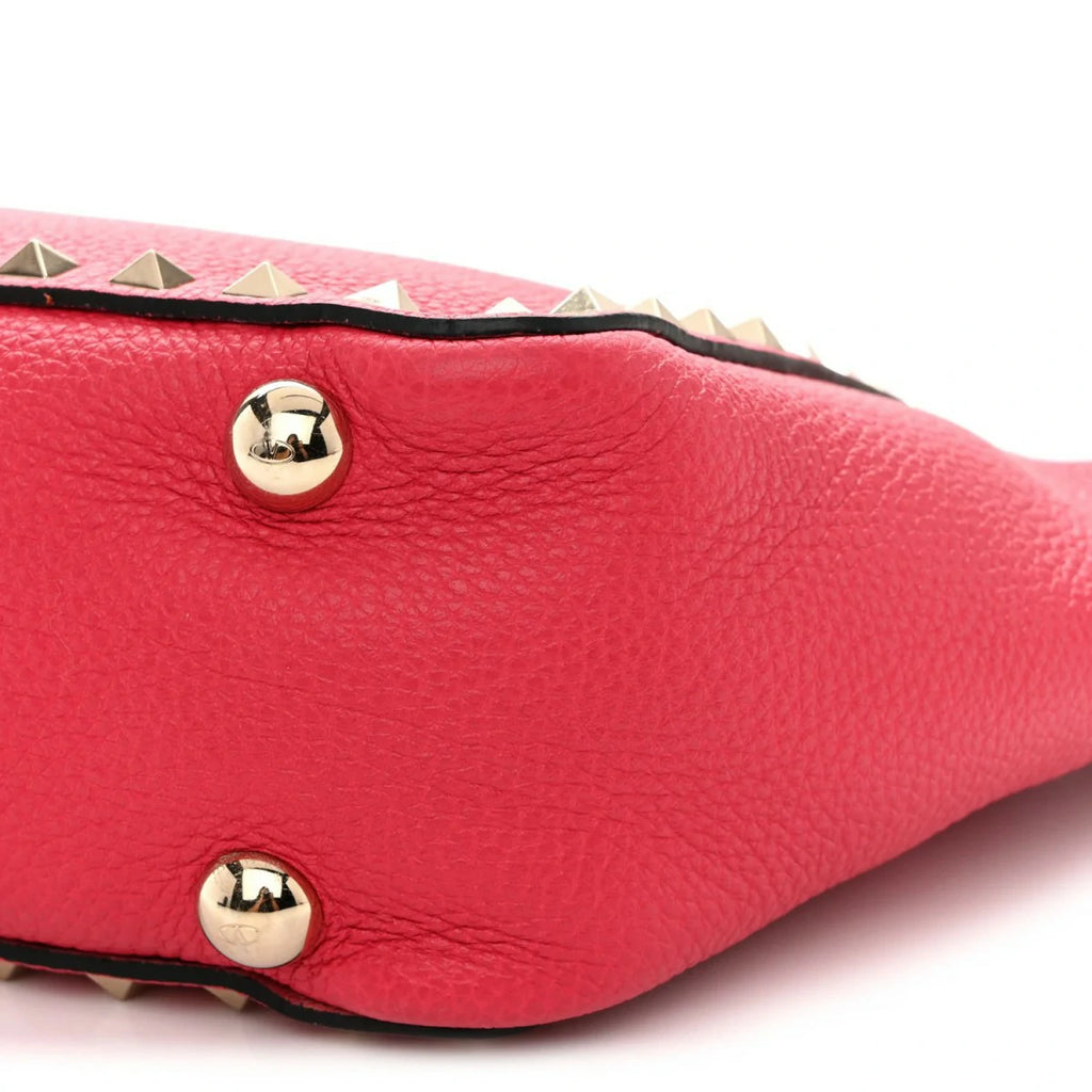 Pebbled Calfskin Mini Rockstud Tote Cyclamin