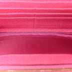 Pebbled Calfskin Rockstud Flip Lock Wallet On Chain Feminine Pink