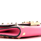 Pebbled Calfskin Rockstud Flip Lock Wallet On Chain Feminine Pink