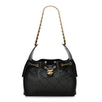 Perforated Calfskin Small Chanel 25 Handbag Black