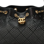 Perforated Calfskin Small Chanel 25 Handbag Black