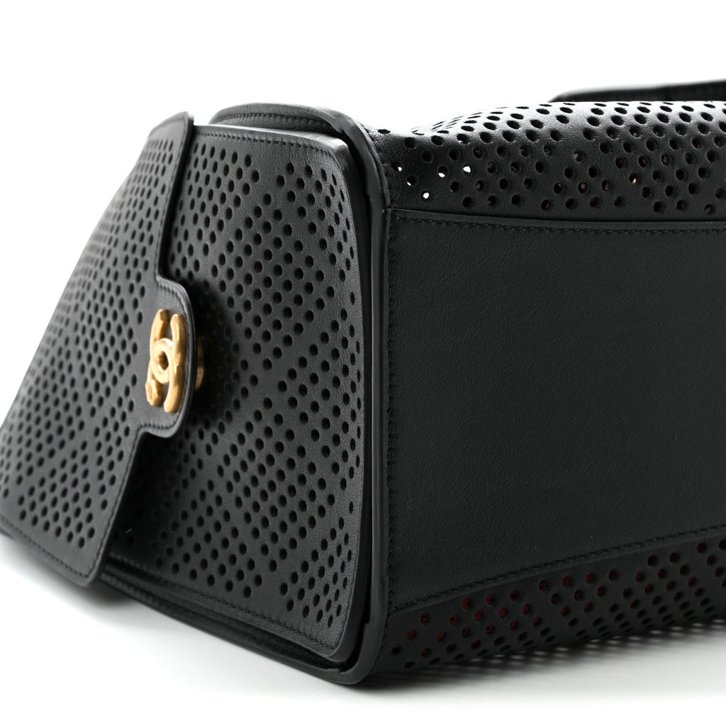 Perforated Calfskin Small Chanel 25 Handbag Black
