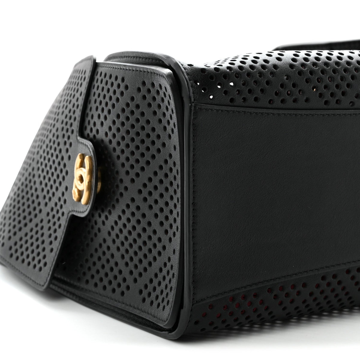 Perforated Calfskin Small Chanel 25 Handbag Black
