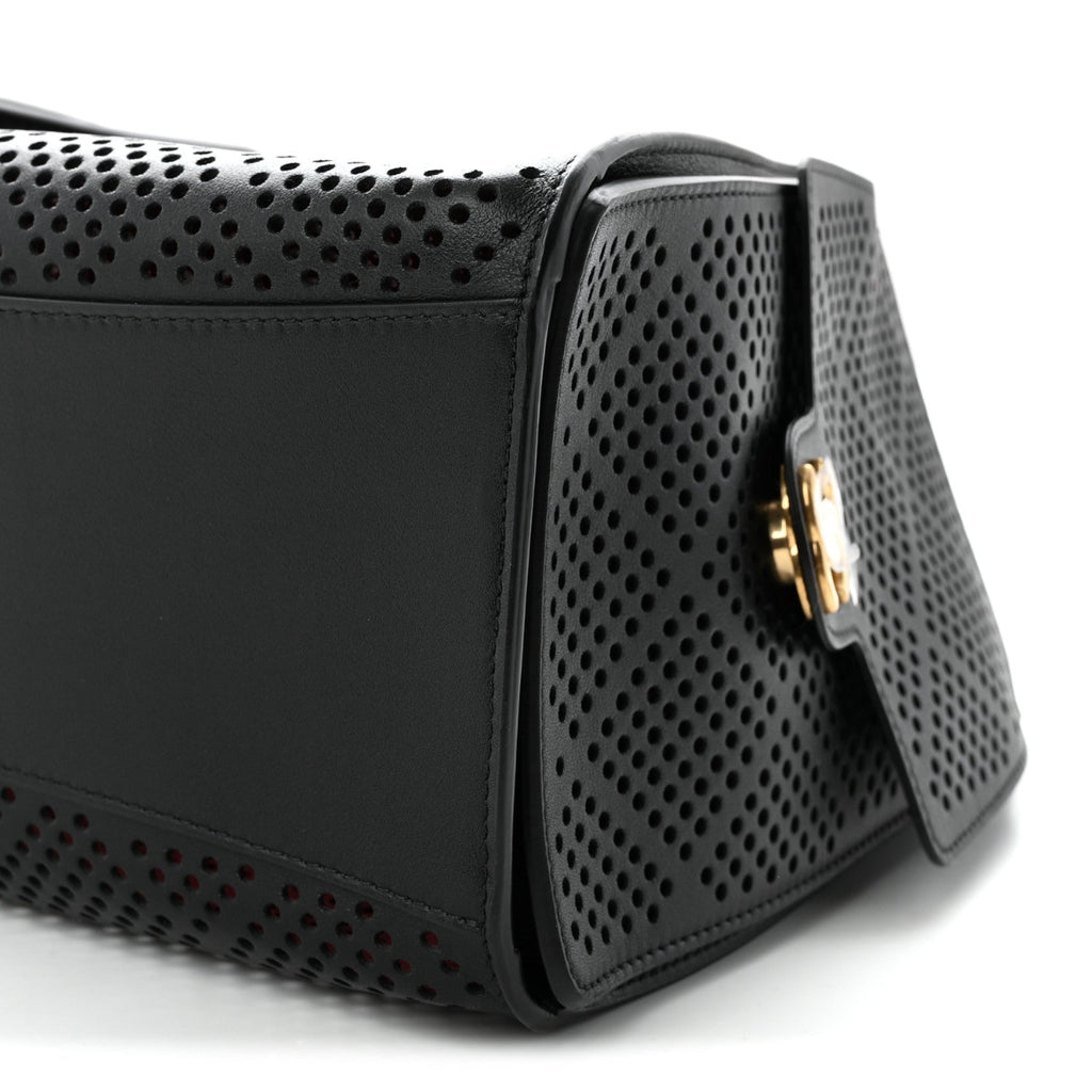 Perforated Calfskin Small Chanel 25 Handbag Black