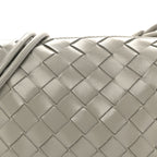 Polished Nappa Intrecciato Metallic Knot Mini Loop Camera Bag Sterling