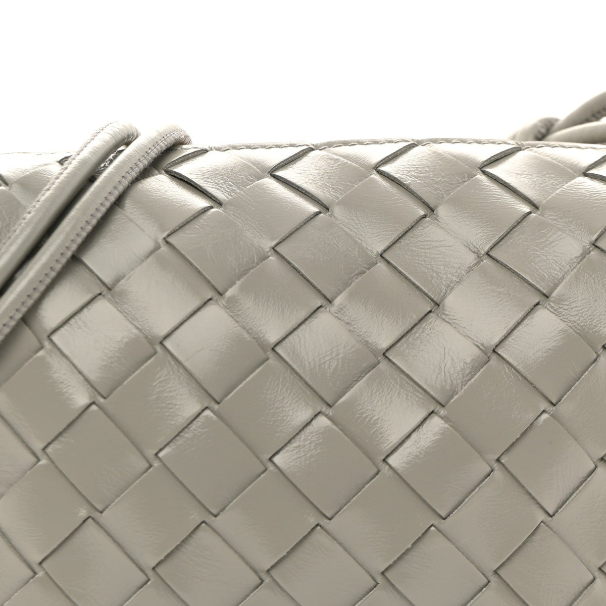 Polished Nappa Intrecciato Metallic Knot Mini Loop Camera Bag Sterling