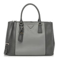 Saffiano Lux Colorblock Medium Galleria Double Zip Tote Marmo Nube