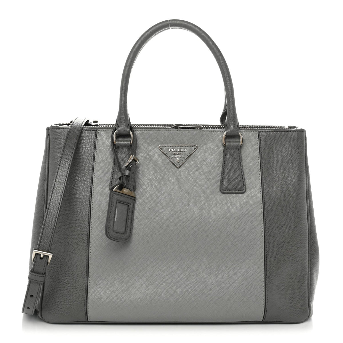 Saffiano Lux Colorblock Medium Galleria Double Zip Tote Marmo Nube