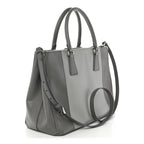 Saffiano Lux Colorblock Medium Galleria Double Zip Tote Marmo Nube