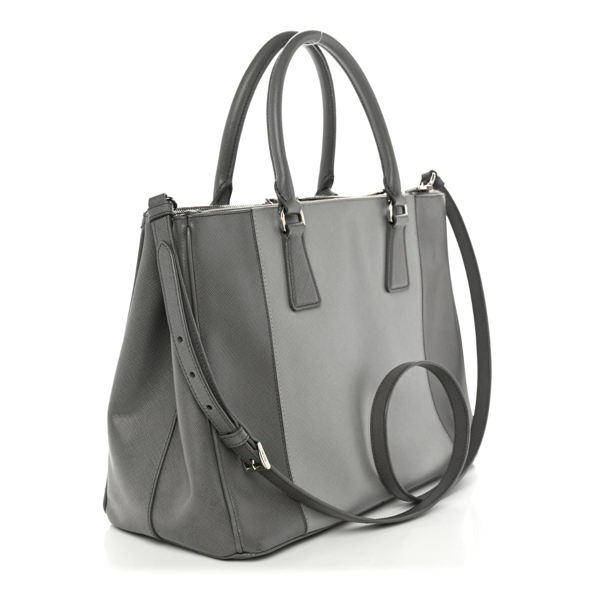 Saffiano Lux Colorblock Medium Galleria Double Zip Tote Marmo Nube