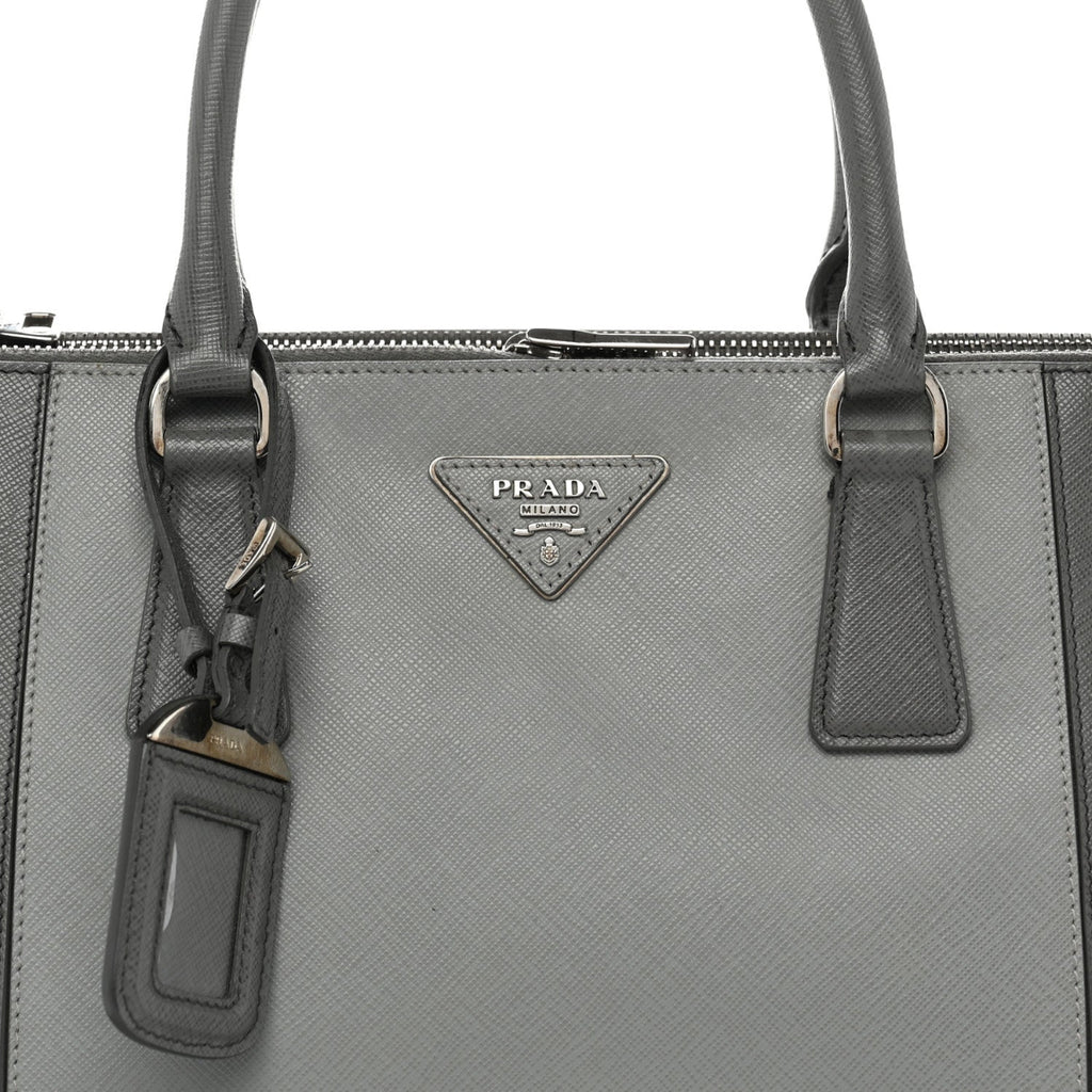 Saffiano Lux Colorblock Medium Galleria Double Zip Tote Marmo Nube