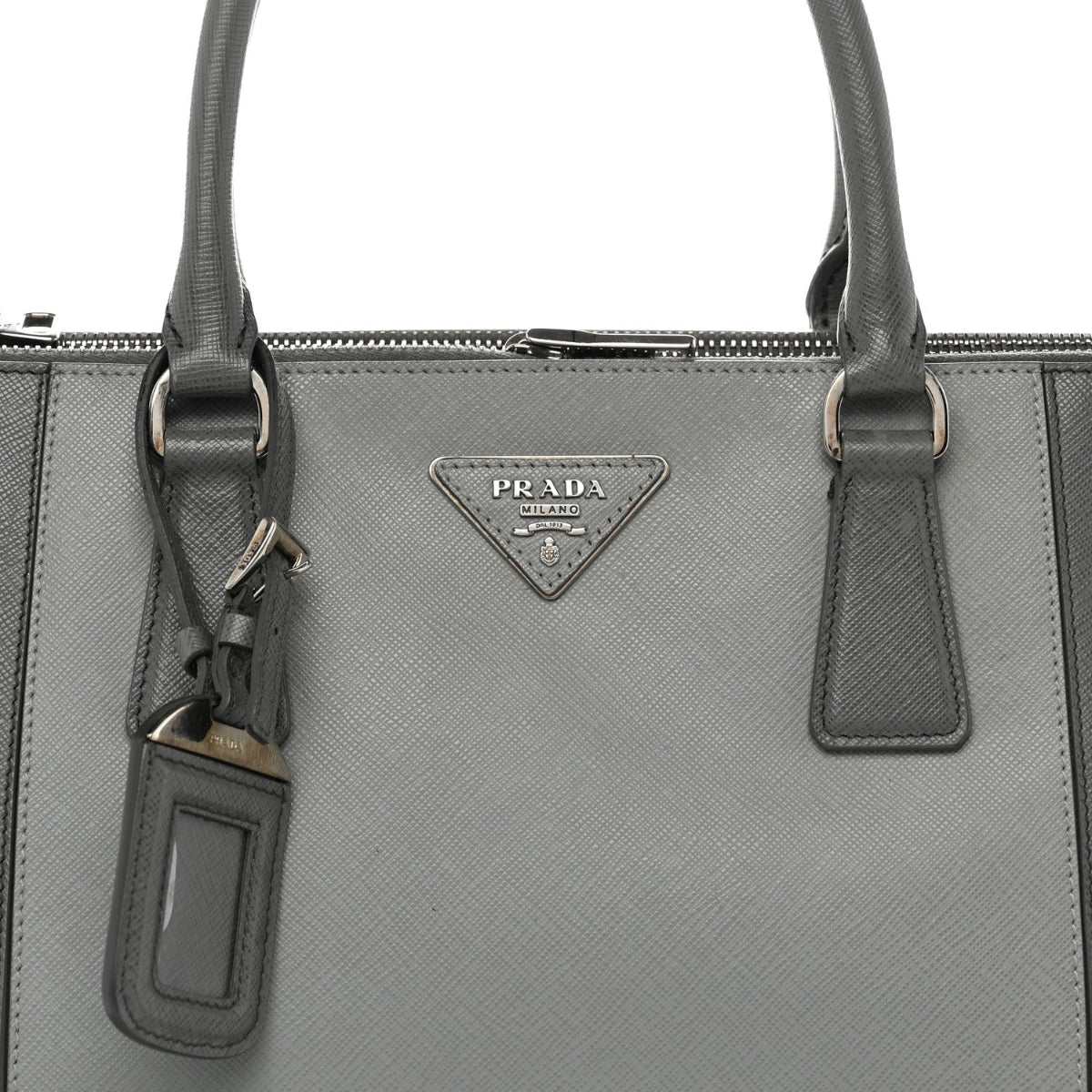 Saffiano Lux Colorblock Medium Galleria Double Zip Tote Marmo Nube