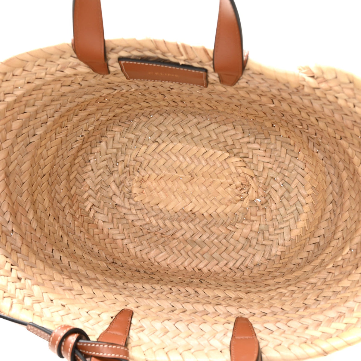 Raffia Calfskin Heart Triomphe Teen Panier Tan