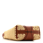Raffia Calfskin Small Spin Tote Clay Brown