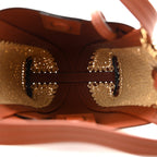 Raffia Calfskin Small Spin Tote Clay Brown