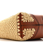 Raffia Calfskin Small Spin Tote Clay Brown