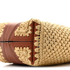 Raffia Calfskin Small Spin Tote Clay Brown