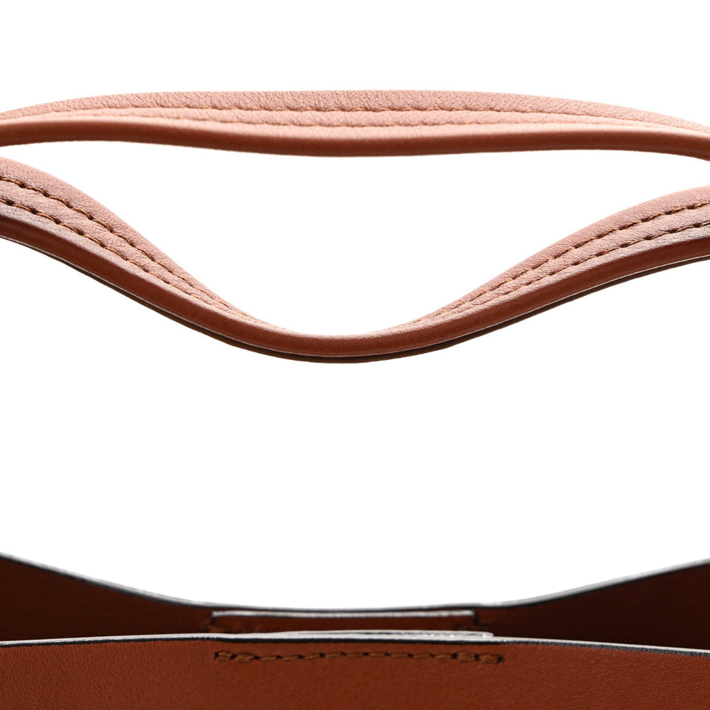 Raffia Calfskin Small Spin Tote Clay Brown