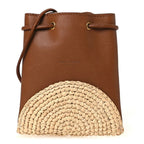 Raffia Cassandre Mini Pochon Crossbody Bag Brick Natural