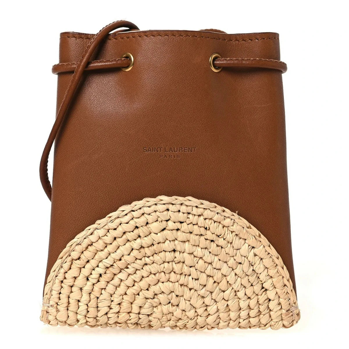 Raffia Cassandre Mini Pochon Crossbody Bag Brick Natural