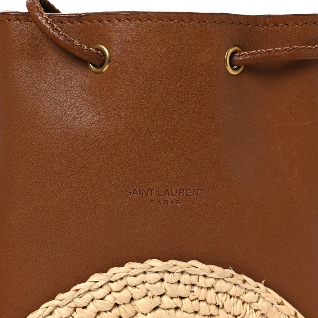 Raffia Cassandre Mini Pochon Crossbody Bag Brick Natural
