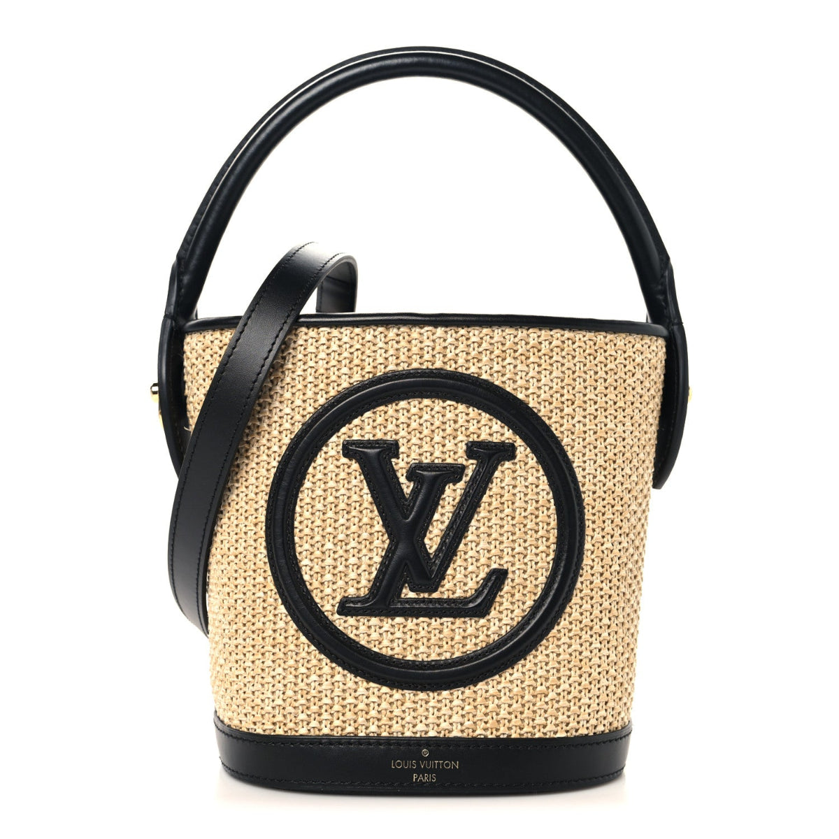 Raffia Petit Bucket Black