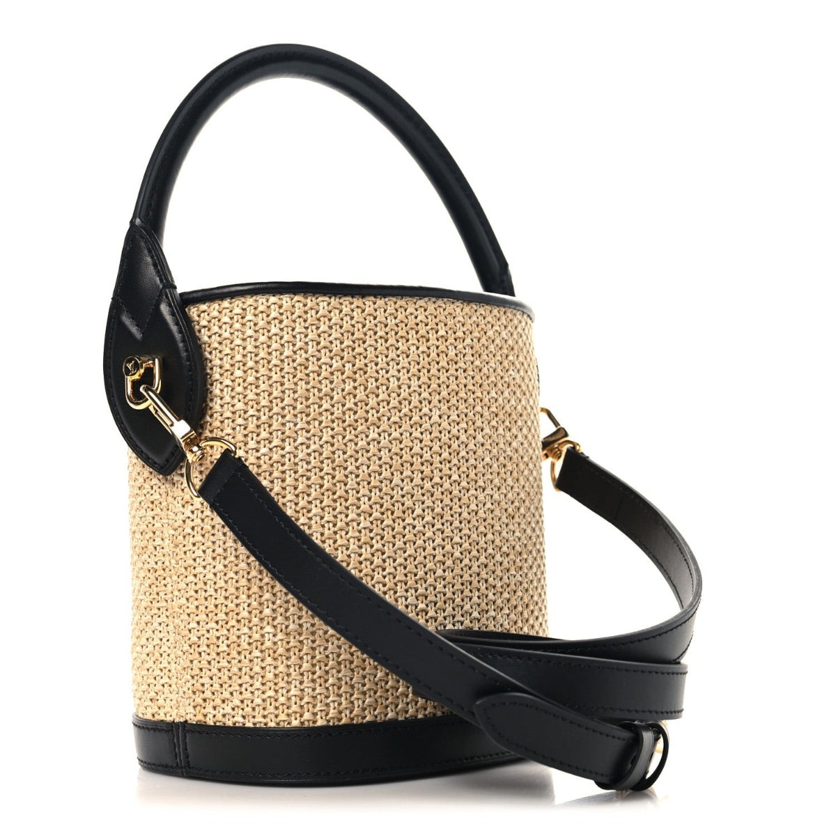 Raffia Petit Bucket Black