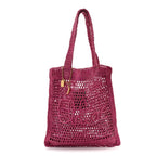 Raffia Summer Banana Tote Fuchsia Rose