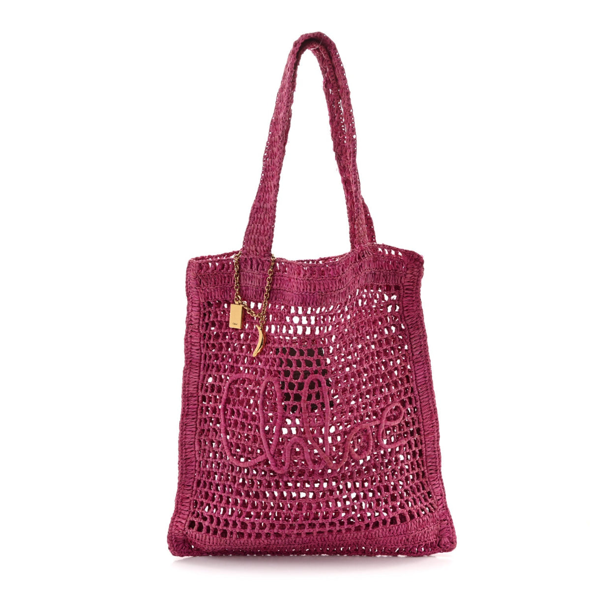 Raffia Summer Banana Tote Fuchsia Rose