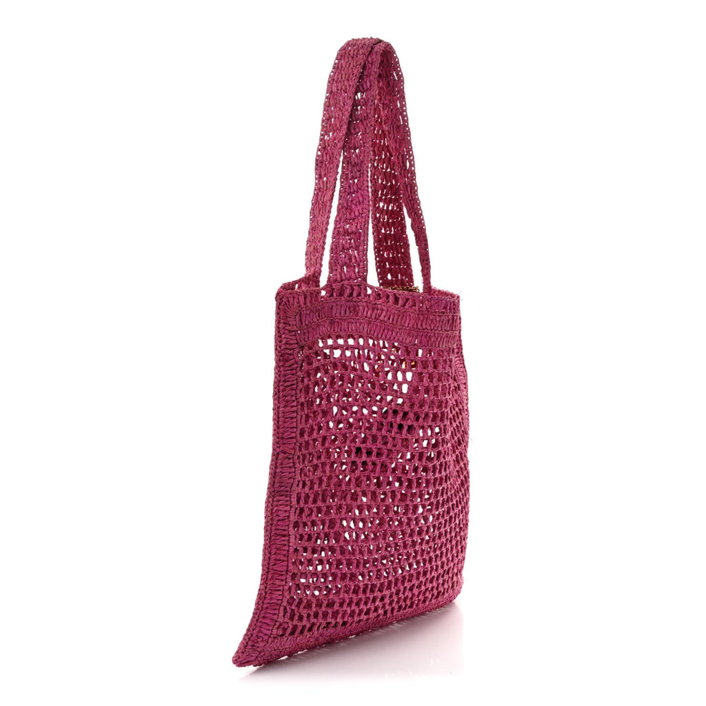 Raffia Summer Banana Tote Fuchsia Rose