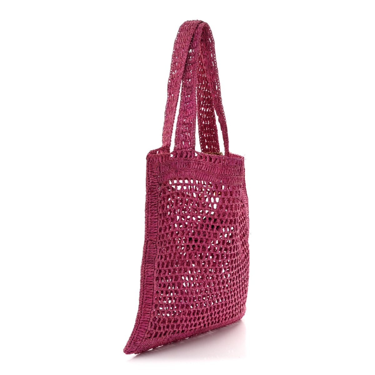 Raffia Summer Banana Tote Fuchsia Rose